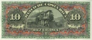 Costa Rica - 10 Colones, Unsigned - P-S174r - 1901-08 dated Foreign Paper Money